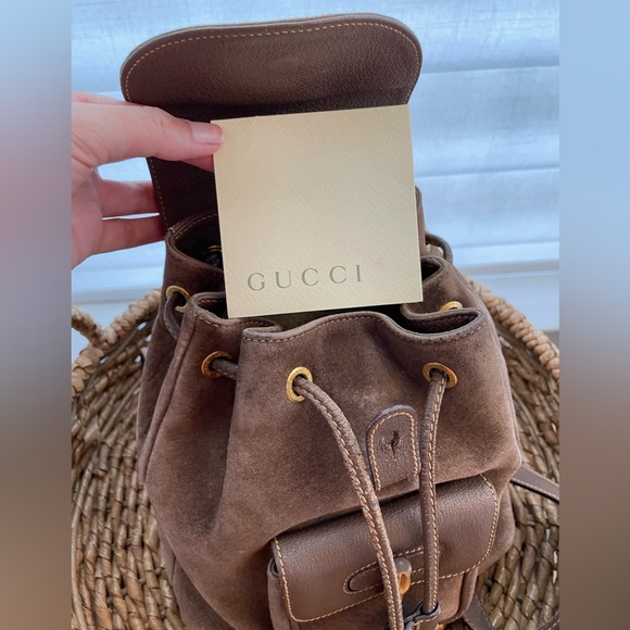 🤎 Gucci Bamboo Suede Backpack 🤎 - Picture 7 of 13
